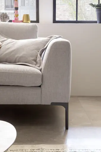 Ecksofa Lenni Full - Longchair links mit 2,5-Sitzer, Stoff, Hellgrau, bündige Kissen