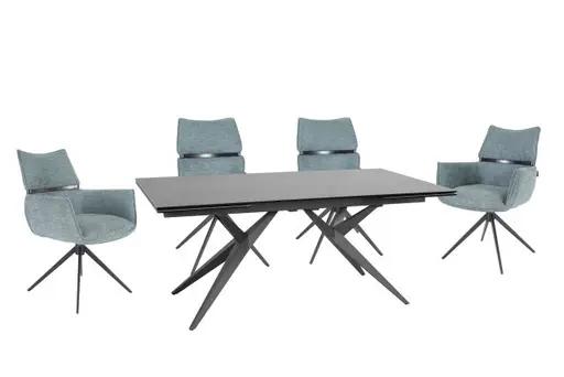 Stuhl MARJA - drehbar, Stoff, Türkis