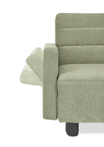 Faltsofa Easy - 2-Sitzer, ca. 140 cm inkl. Schlaffunktion/Topper/Armteil verstellbar, Stoff, Grün