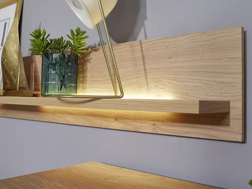 Wohnwand EM Turin - mit Beleuchtung, Tonweiß