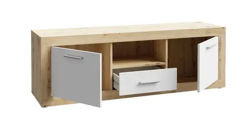 TV-Board FIBI- Eiche Dekor, Weiß