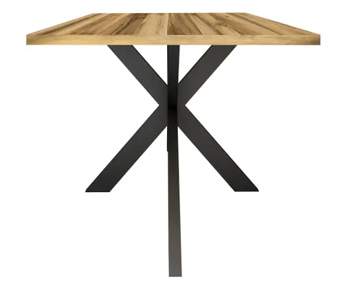 Esstisch - LB ca. 180x90 cm, Plankeneiche, Schwarz