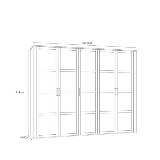 Drehtürenschrank FELLIAN- B ca. 264 cm, Weiß, Eiche Dekor