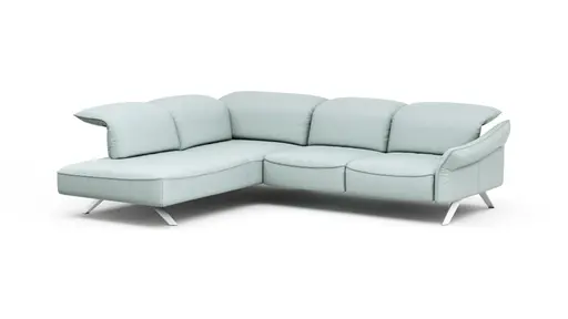 Ecksofa Bormio - Ecke links, 2,5-Sitzer inklusive Kopfteilverstellung, Leder, Jade