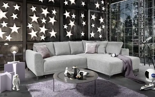 Ecksofa JACEK - 3-Sitzer, Ecke rechts inkl. Schlaffunktion mit Bettkasten, Stoff, Grau