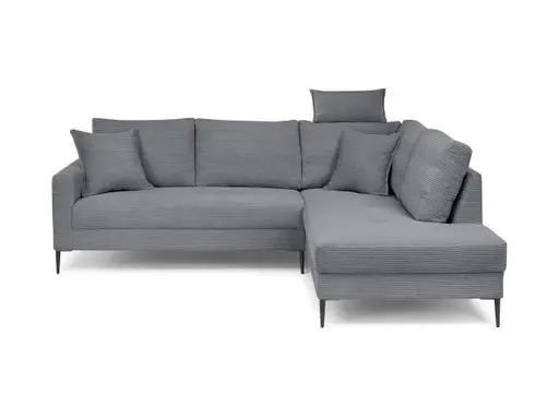 Ecksofa - 3-Sitzer, Ecke rechts, Stoff, Grau