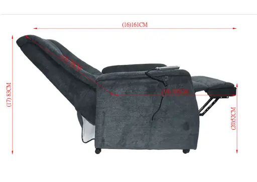 TV-Sessel MIKALA - Aufstehhilfe, Relaxfunktion, Kopfteilverstellung, Stoff, Schwarz