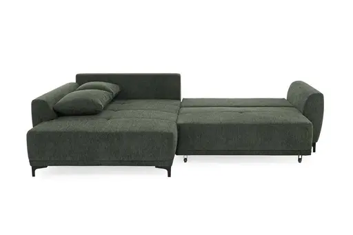 Ecksofa JACEK - 3-Sitzer, Ecke rechts inkl. Schlaffunktion mit Bettkasten, Stoff, Grün