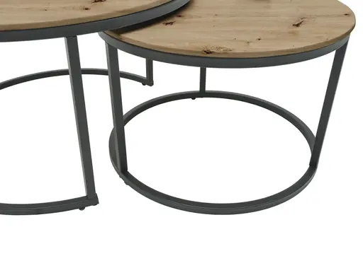 Couchtisch - 2er Set, Holzoptik, Schwarz matt