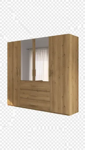 Drehtürenschrank EM Barrie - B. ca. 201 cm, mit Spiegeltüren, Asteiche Dekor