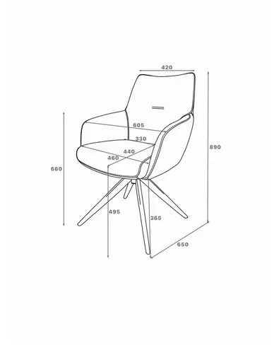 Armlehnstuhl MANON - drehbar, Stoff, Schwarz