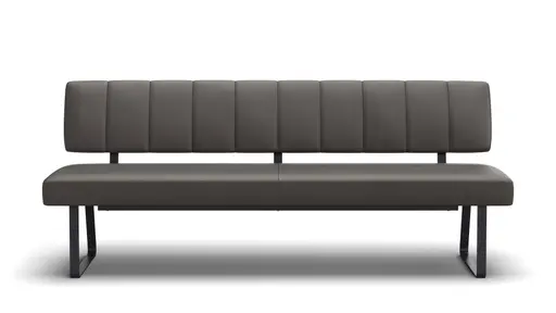 Polsterbank Carmelo - Breite ca. 203 cm, Leder, Steingrau