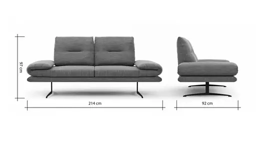 Sofa Lucero - 2,5-Sitzer inkl. Rückenlehne verstellbar, Leder, Weinrot