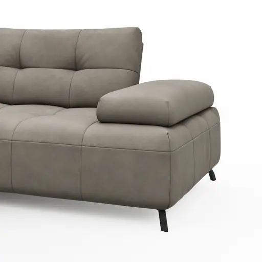 Ecksofa Comodo -Longchair links, 1,5-Sitzer, Leder, Taupe
