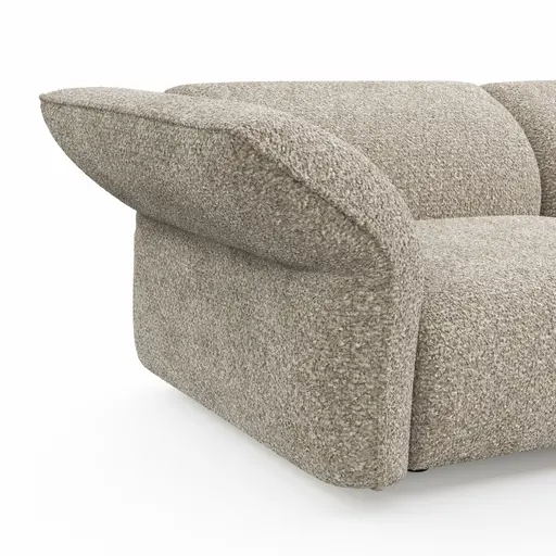 Trapezsofa Motone - 2-Sitzer mit Ecke rechts, Stoff, Beige