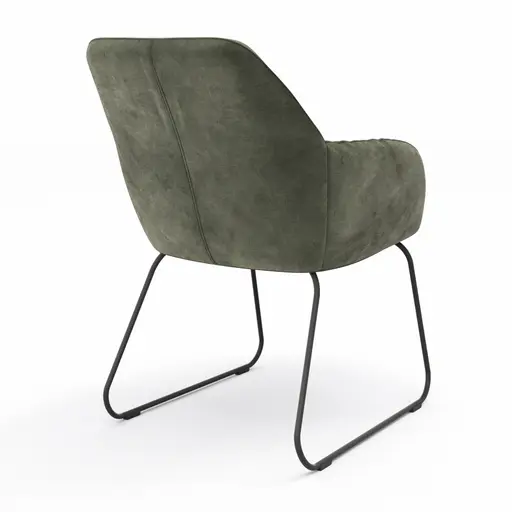 Armlehnstuhl Noli - Stoff, Dunkelgrün, Kufe