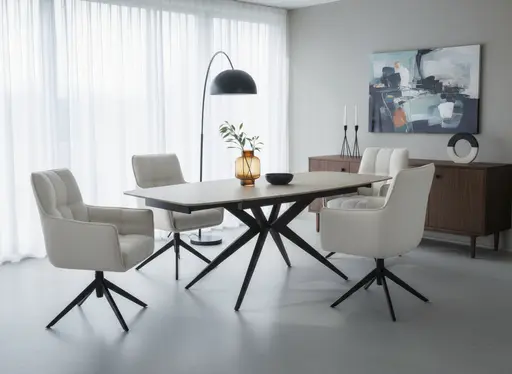 Armlehnstuhl - drehbar, höhenverstellbar, Webstoff, Beige