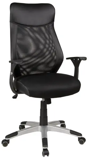 Drehstuhl - höhenverstellbar, Kunstleder, Netzstoff, Schwarz