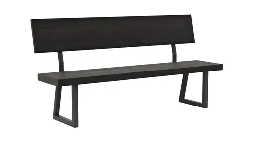 Holzbank Clifton - mit Rückenlehne, Breite ca. 180cm, Zerreiche massiv, smoked