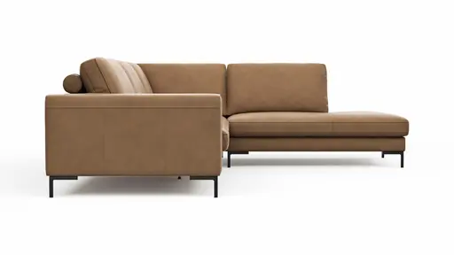 Ecksofa Solano - 2,5-Sitzer mit Ecke Rechts, Leder, Hellbraun