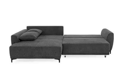 Ecksofa JACEK - 3-Sitzer, Ecke rechts inkl. Schlaffunktion mit Bettkasten, Stoff, Dunkelgrau