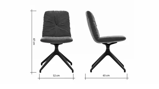 Stuhl Pelle - Stoff, Graubraun, Drehgestell, Schwarzgrau
