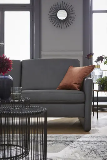 Sofa Arima - 2-Sitzer, Leder, Anthrazit