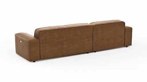 Ecksofa Denver - Longchair links mit 2,5-Sitzer inkl. Sitzvorzug (motorisch), Stoff, Braun
