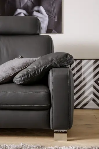 Sofa - 3-Sitzer, Leder, Anthrazit