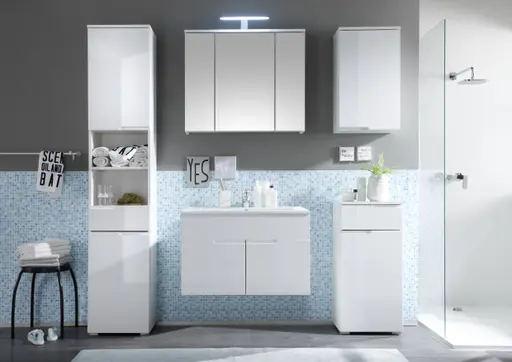 Spiegelschrank- B ca. 80 cm, Weiß, Spiegel