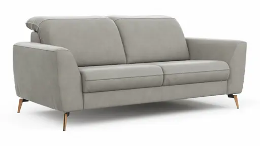 Sofa Tulsa KV - 2,5-Sitzer, inkl. Kopfteilverstellung, Leder, Graubeige
