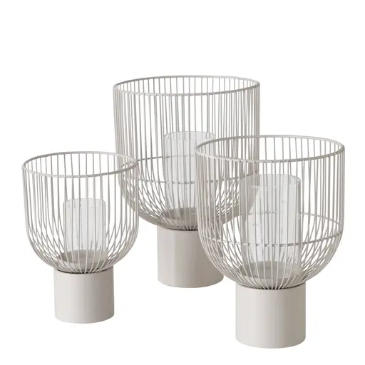 Windlicht - Eisen/Glas, Beige