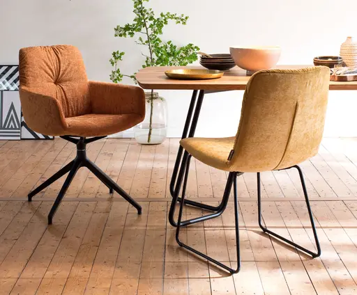 Armlehnstuhl Pelle - Stoff, Kupfer, Schwarzgrau