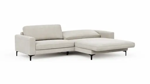Ecksofa Oviedo - 1,5-Sitzer mit Longchair rechts inkl. Relaxfunktion (motorisch), Stoff, Natur