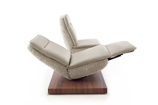 Sofa - 2-Sitzer, Relaxfunktion motorisch, Leder/Stoff Perlmutt