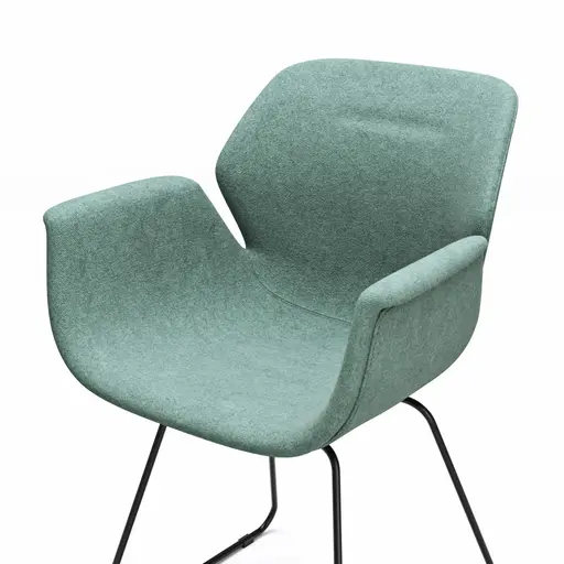 Armlehnstuhl Tooon - Stoff Lagune, Gestell Kufe, Schwarz