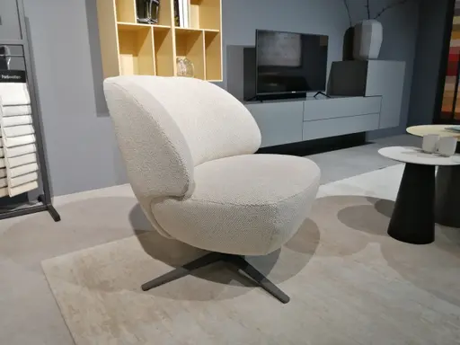 Sessel Caruso II - Drehbar, Stoff, Ecru