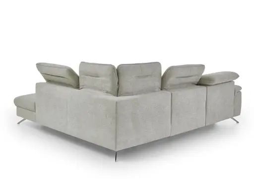 Ecksofa - 3-Sitzer mit Ecke rechts, Kopfteil verstellbar, Stoff, Natur