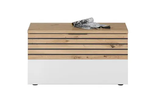 Schuhbank - B ca. 85 cm, Artisan Eiche Nachbildung, Weiß