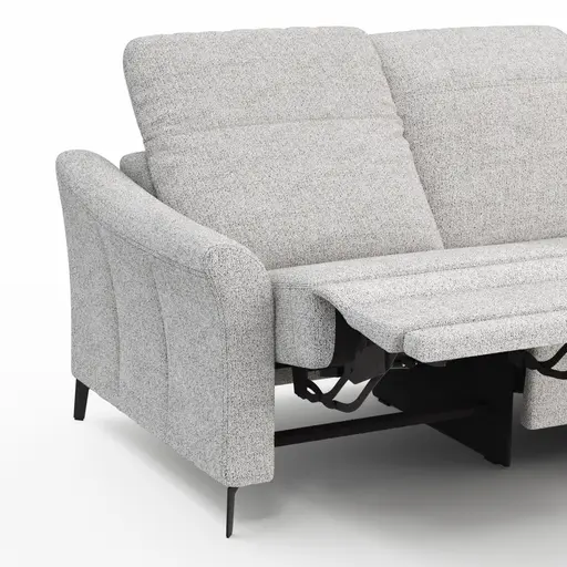 Ecksofa Canterbury - 2,5-Sitzer mit Longchair rechts, inkl. Relaxfunktion (motorisch) und Kopfteilverstellung, Stoff, Offwhite