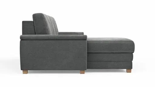 Ecksofa Lakeville 1 - Longchair links mit 2-Sitzer inkl. Schlaffunktion mit Bettkasten, Stoff, Grau