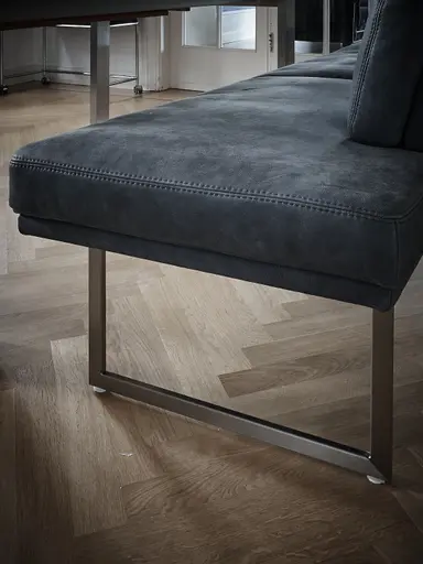 Bank Tarent - BT ca. 220x67 cm, mit Rückenlehne, Leder, Blau