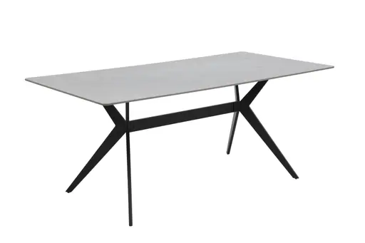 Esstisch - LB ca. 180x90 cm, Marmoroptik grau, Schwarz