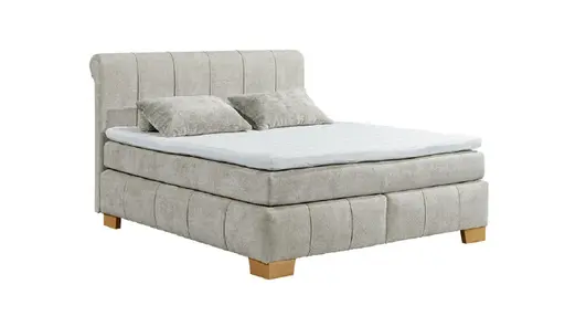 Boxspringbett - Liegefläche ca. 180x200 cm, Stoff, Hellgrau
