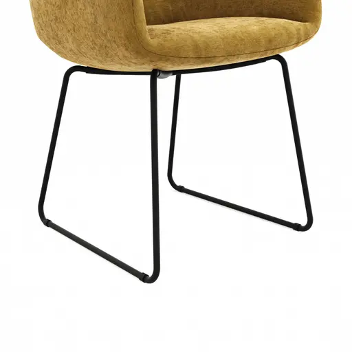 Armlehnstuhl Pelle - Stoff, Orange, Kufe, Schwarzgrau