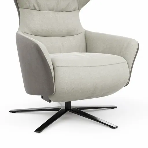 Drehsessel Houston Relax - Größe M, inkl. Relaxfunktion (motorisch), Aufstehhilfe und Kopfstütze, Stoff, außen Taupe/innen Natur