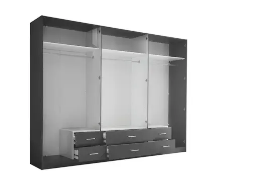 Drehtürenschrank- B ca. 271 cm, Graphit, Spiegel