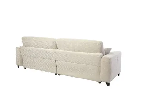 Ecksofa JAROM - 3-Sitzer, Ecke rechts inkl. Relaxfunktion (motorisch) und Kopfteil verstellbar, Stoff, Creme