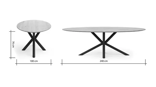 Esstisch Phoenix - LB ca. 240x110cm, Eiche, eco snow lackiert