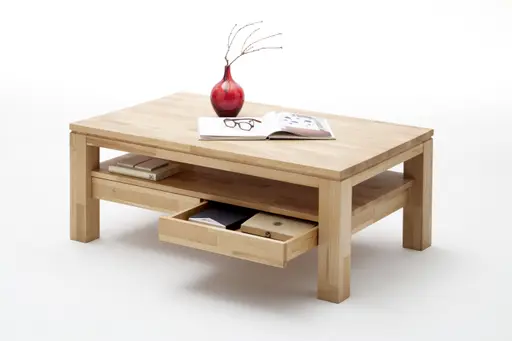 Couchtisch - 2 Schubkästen, LBH ca. 115x70x45 cm, Kernbuche massiv